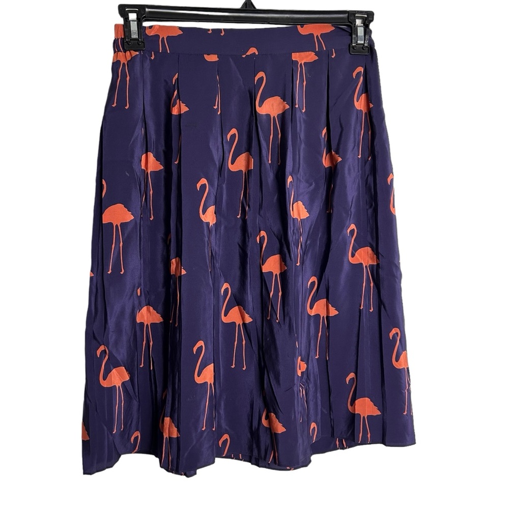 Charlotte by Charlotte Taylor pleated mid length skirt. Navy and orange, size 2